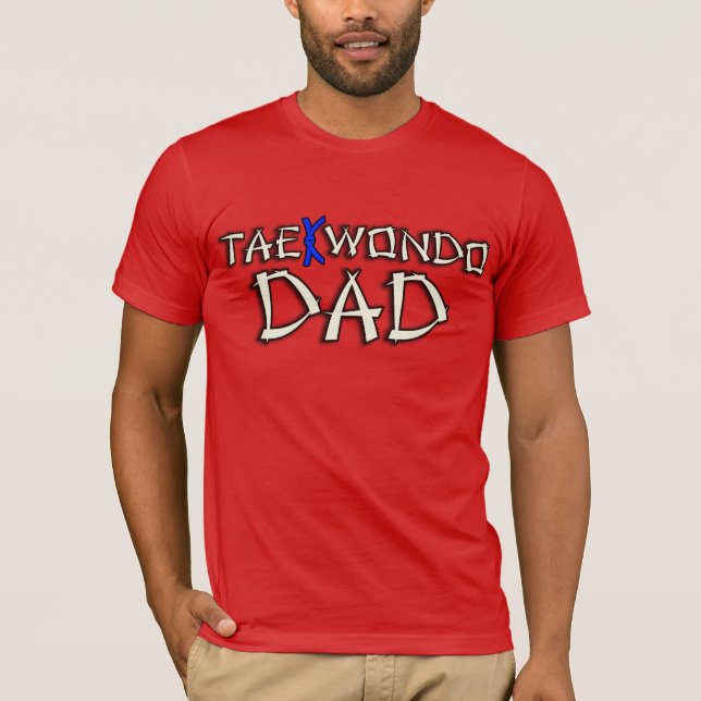Men's Martial Arts Taekwondo Vater Blauer Gürtel T-Shirt (Vorderseite)