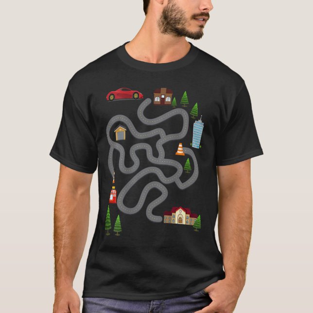 Mens Maze Race Car Track Geschenke für Vater Back  T-Shirt (Vorderseite)