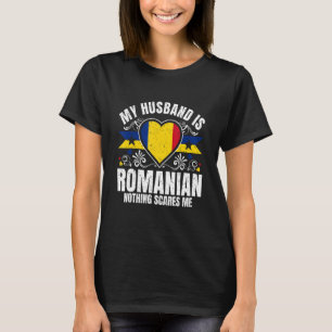 Mens mein Ehemann ist rumänischer Stolperflagge T-Shirt