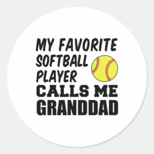 Mens mein Lieblings-Softballspieler nennt mich Opa Runder Aufkleber