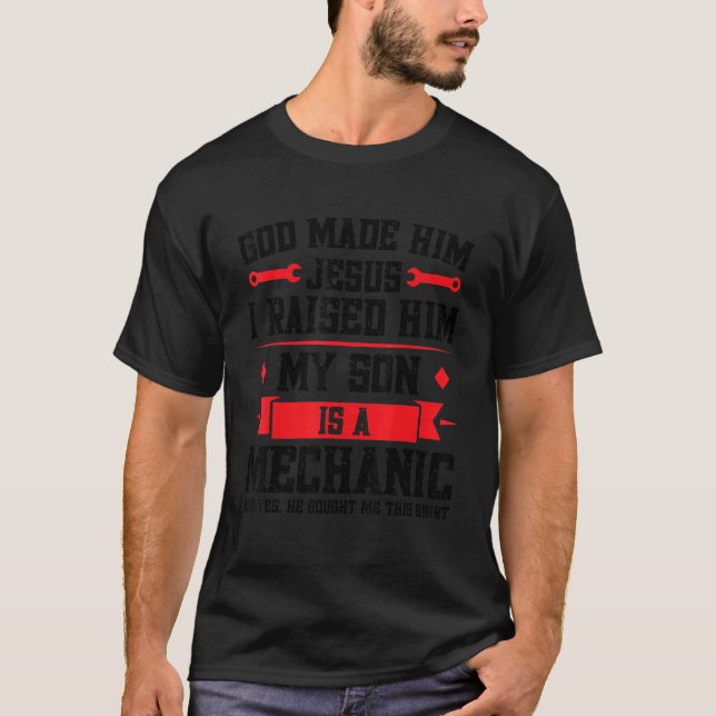 Mens mein Sohn ist ein mechanischer Vater T-Shirt (Vorderseite)