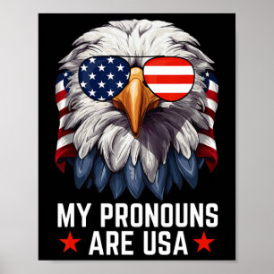 Mens meine Pronomen sind der sonnige Adler der USA Poster