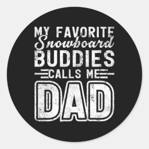Mens meine Snowboard-Buddys nennen mich Vater Snow Runder Aufkleber