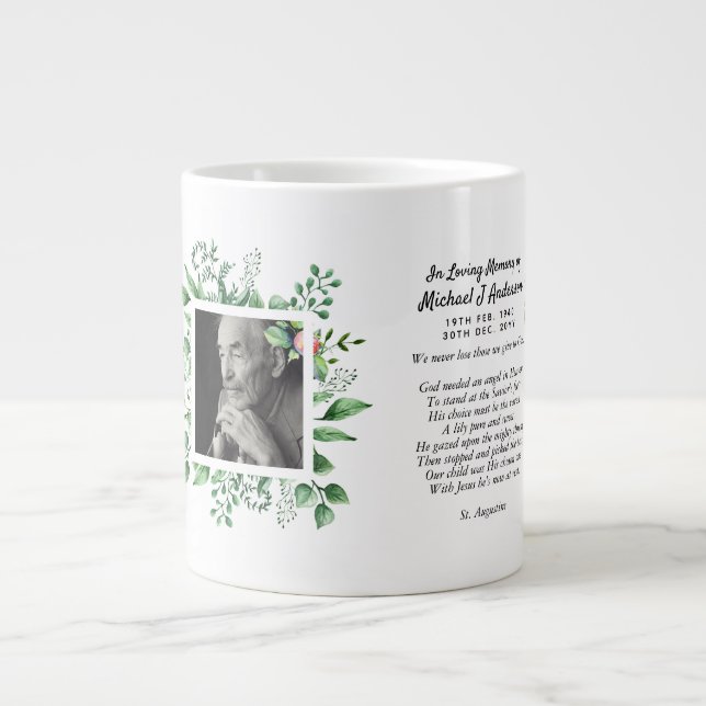 Mens Memorial Gift Bereavement Foto Liebe Erinneru Jumbo-Tasse (Vorderseite)