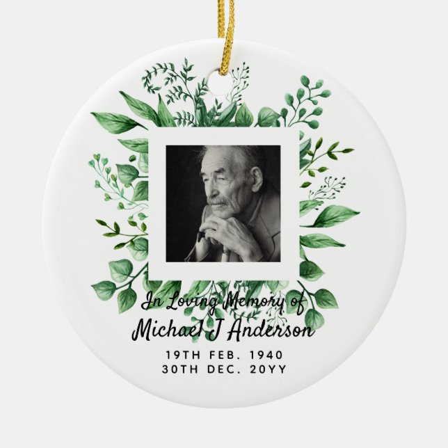 Mens Memorial Gift Bereavement Foto Liebe Erinneru Keramik Ornament (Vorne)