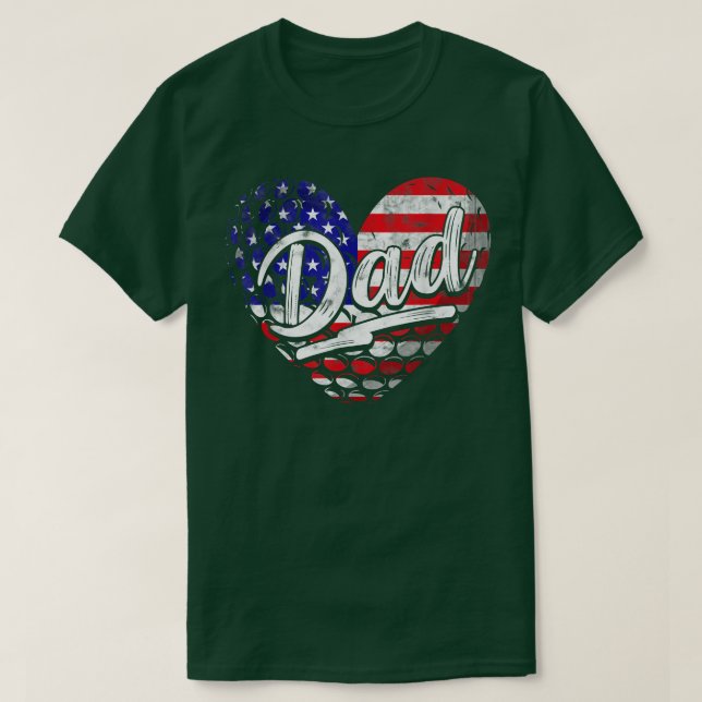 Mens Men Patriotic American Flag Herz Golf Vater F T-Shirt (Design vorne)