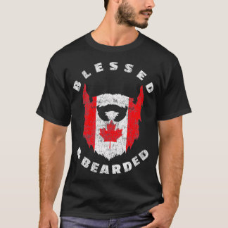 Mens Mens Gesegnet & Bartete kanadische Flagge T-Shirt