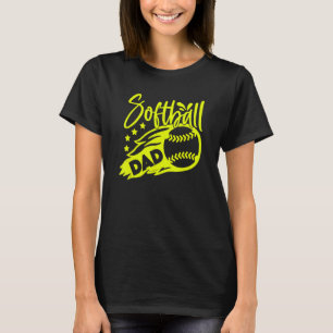 Mens Mens Softball Vater Stilvoll flammender Ball T-Shirt