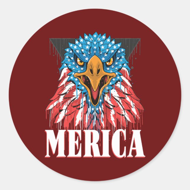 Mens Merica Eagle Mullet American Flag USA Männer Runder Aufkleber (Vorderseite)