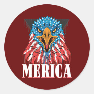 Mens Merica Eagle Mullet American Flag USA Männer Runder Aufkleber