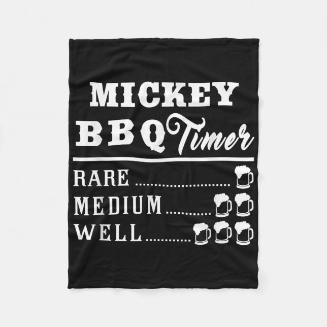 Mens Mickey Grillen Timer Beer Drink Funny Grillin Fleecedecke (Vorderseite)