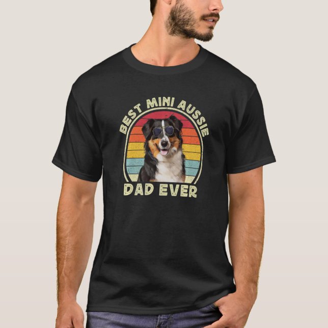 Mens Mini Miniature Aussie Vater Australian Shephe T-Shirt (Vorderseite)