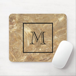 Mens Mit Monogramm Creme Marble Mousepad