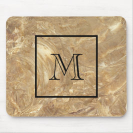 Mens Mit Monogramm Creme Marble Mousepad