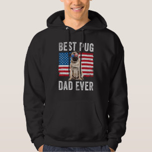 Mens Mops Vater US American Flag Downer Christma Hoodie
