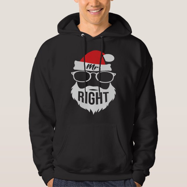 Mens Mr Right Santa Outfit Christmas Matching Coup Hoodie (Vorderseite)