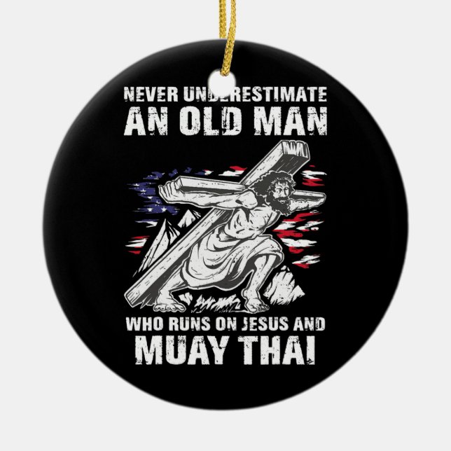 Mens Muay Thai Vater Christlich Mixed Martial Arts Keramik Ornament (Vorne)