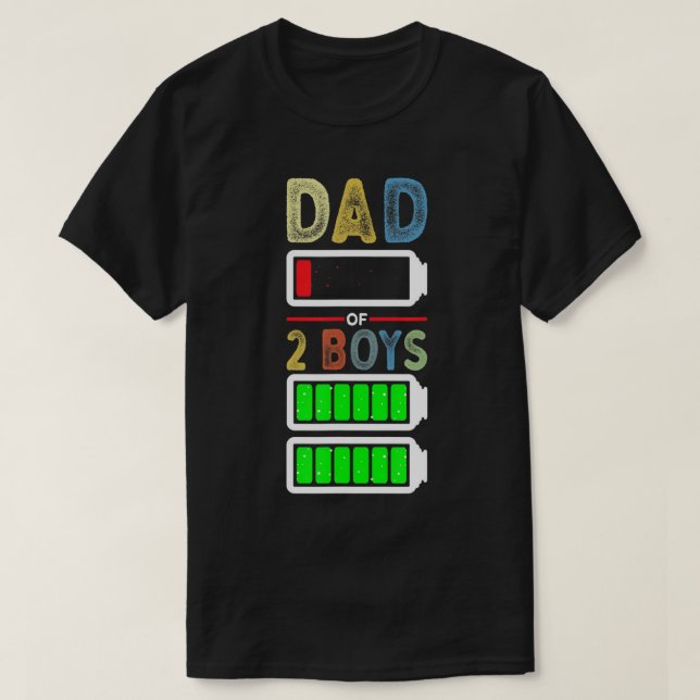 Mens müder Vater von 2 Jungen mit niedrigem Batter T-Shirt (Design vorne)