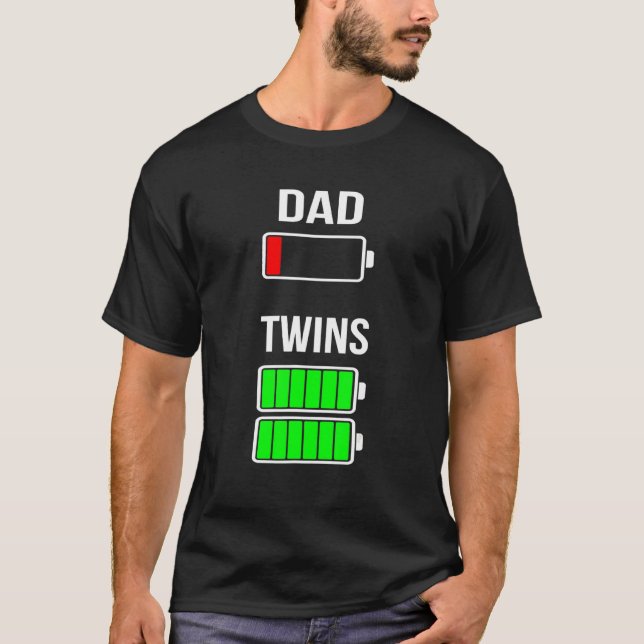 Mens Müred Vater Low-Battery Twins Volllade Dadd T-Shirt (Vorderseite)