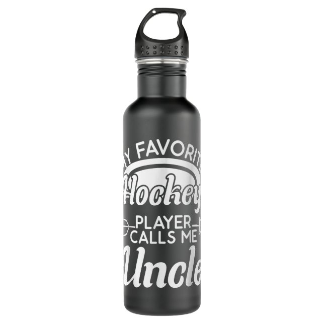 Mens My Favorite Hockey Player Calls Me Uncle Funn Edelstahlflasche (Vorderseite)