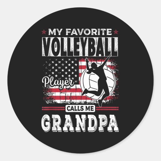 Mens My Favorite Volleyball Player Calls Me Grandp Runder Aufkleber (Vorderseite)
