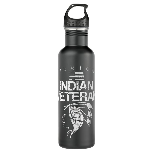 Mens Native American Veteran Shirts for Men Edelstahlflasche (Vorderseite)