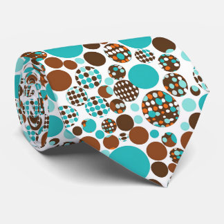 Men's Necktie Turquoise Brown Circles Krawatte