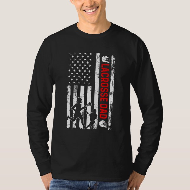 Mens neuer Vater bald Lacrosse Daddy Retro Ameri T-Shirt (Vorderseite)