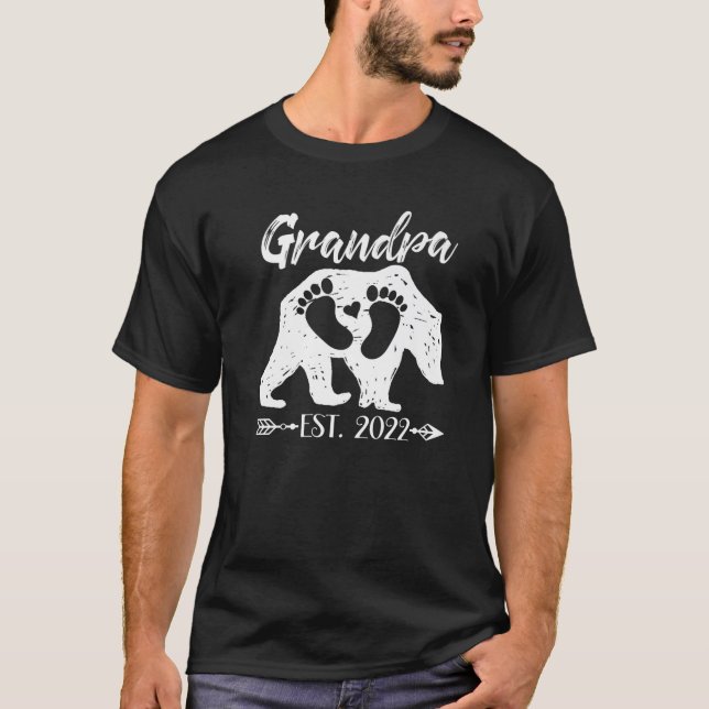 Mens New Opa Bear Est 2022 Baby Shower Announc T-Shirt (Vorderseite)