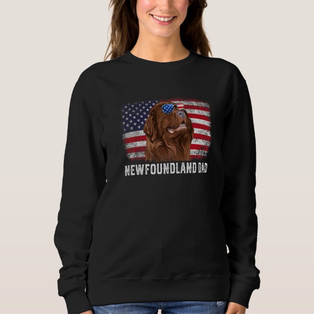 Mens Newfundland Vater American Flag Vatertag Sweatshirt (Vorderseite)