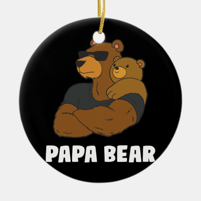 Mens Niedlich Papa Bear Vatertochter Son Papa Bear Keramik Ornament (Vorne)