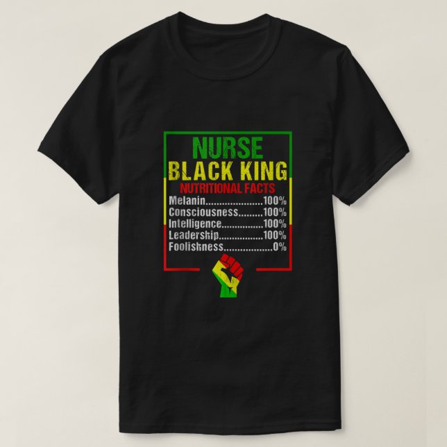 Mens Nurse Black King ernährungswissenschaftliche  T-Shirt (Design vorne)