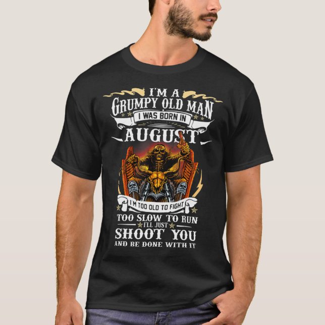 Mens Old Bike war im August Motorrad Geboren T-Shirt (Vorderseite)