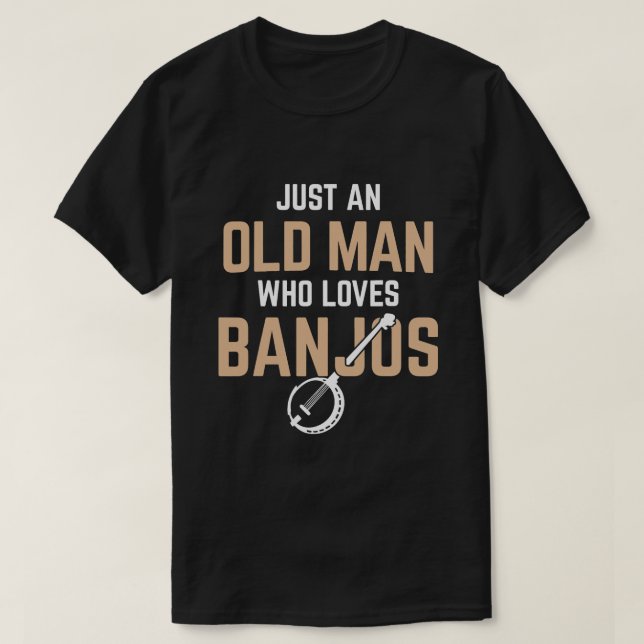 Mens Old Man Lieben Banjos Banjo Player Volksmusik T-Shirt (Design vorne)