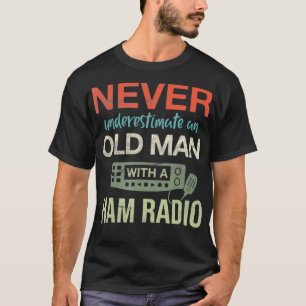 Mens Old Man mit Ham Radio Antenna Ham Radio T-Shirt