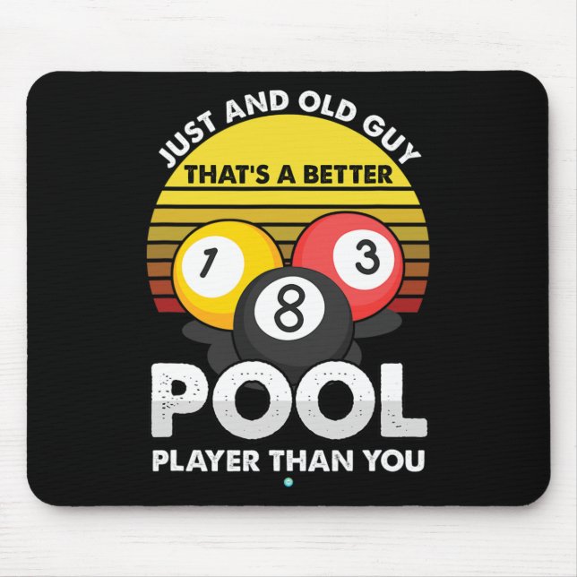 Mens Old Typ Pool Player - Funny Billiards - Gesch Mousepad (Vorne)