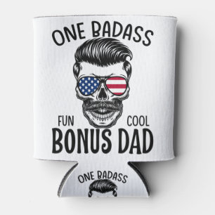 Mens One Badass Bonus Step Vater Funny Gift Geburt Dosenkühler