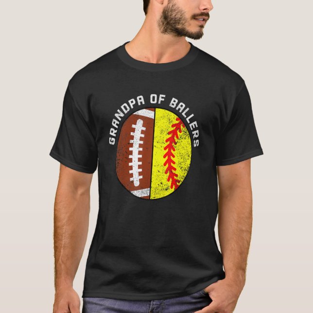 Mens Opa Ballers Fußball-Softball-Schleife T-Shirt (Vorderseite)
