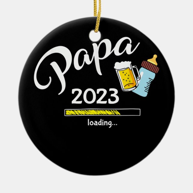 Mens Papa 2023: Babymilch und Bier wird bald Keramik Ornament (Vorne)