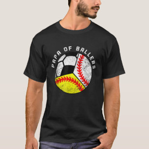Mens Papa Ballers Funny Baseball Softball Socce T-Shirt