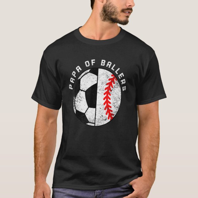 Mens Papa Ballers Soccer Baseball Papa T-Shirt (Vorderseite)