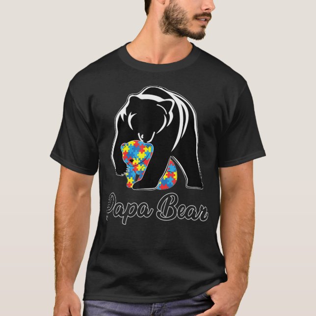 Mens Papa Bear Autismus Bewusstsein T - Shirt Auti (Vorderseite)