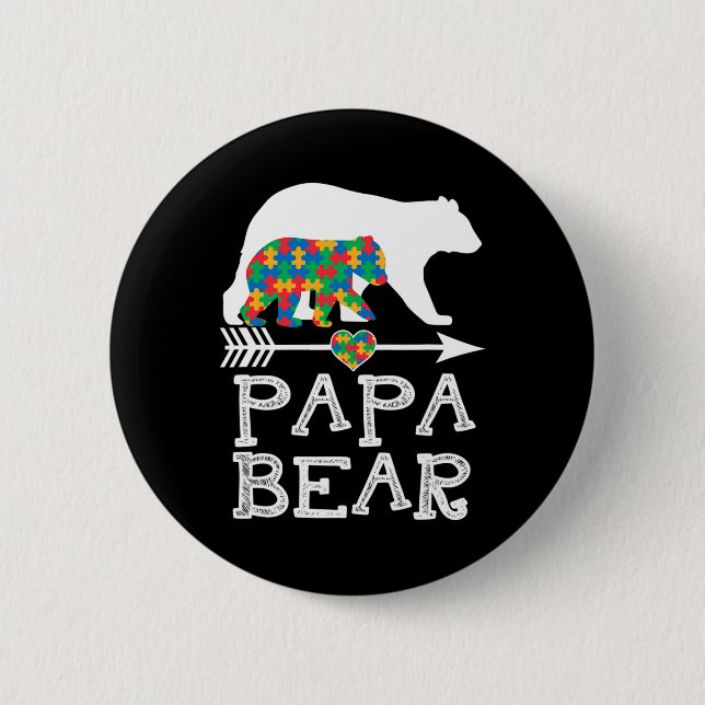 Mens Papa Bear Autismus Männer Vater Papa Autismus Button (Vorderseite)