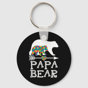 Mens Papa Bear Autismus Männer Vater Papa Autismus Schlüsselanhänger