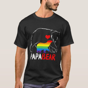 Mens Papa Bear Proud Vater Daddy Rainbow Flag LGBT T-Shirt