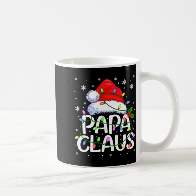 Mens Papa Claus Christmas Lights Long Sleeve  Kaffeetasse (Rechts)
