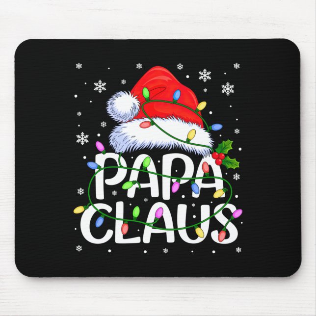 Mens Papa Claus Christmas Lights Long Sleeve  Mousepad (Vorne)