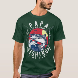 Mens Papa ist mein Name Fischen ist mein Spiel Fis T-Shirt