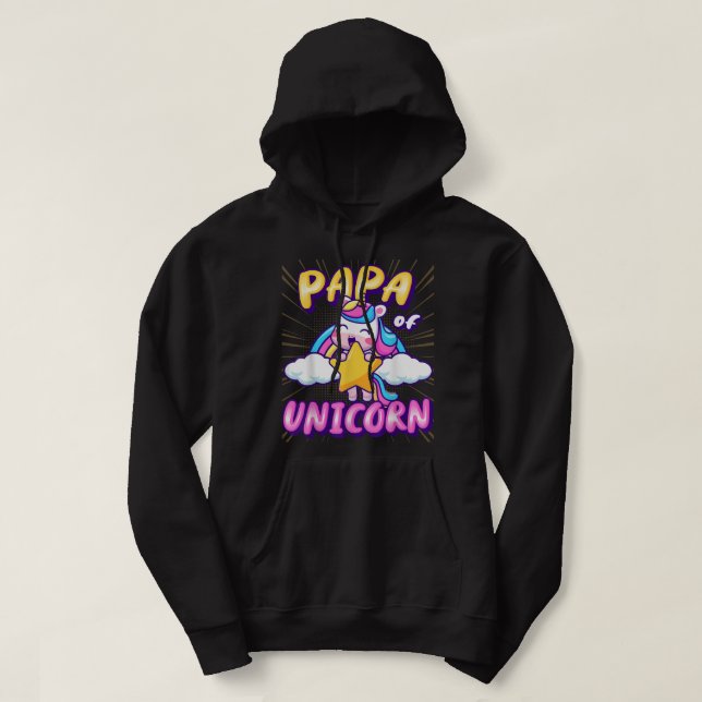 Mens Papa von Unicorn Niedlich Funny Star Rainbow  Hoodie (Design vorne)