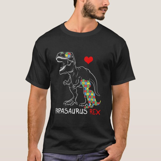Mens Papasaurus Daddy Rex Autism Awareness Proud T-Shirt (Vorderseite)